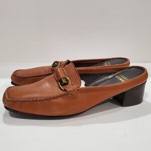 Stuart Weitzman Brown Loafers with Gold Buckle